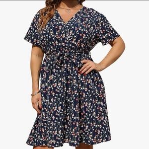 Women’s plus wrap dress navy